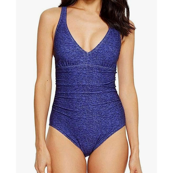 TYR Women Mantra V-Neck ControlFit One Piece Swim Suit - Blue - Size 6 - $80 - Picture 1 of 8